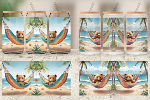 Glass Can Bear in Summer Hammock Sublimation artnoy 