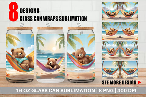Glass Can Bear in Summer Hammock Sublimation artnoy 