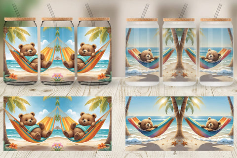 Glass Can Bear in Summer Hammock Sublimation artnoy 