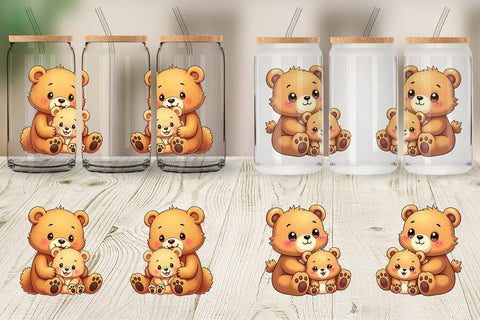 Glass Can Bear Mother's Day Sublimation artnoy 