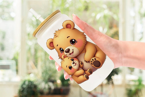 Glass Can Bear Mother's Day Sublimation artnoy 