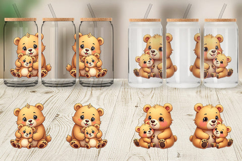 Glass Can Bear Mother's Day Sublimation artnoy 