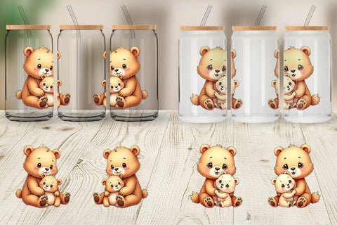 Glass Can Bear Mother's Day Sublimation artnoy 