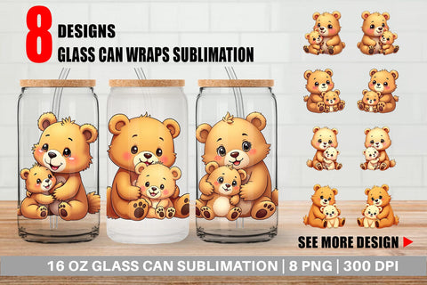 Glass Can Bear Mother's Day Sublimation artnoy 