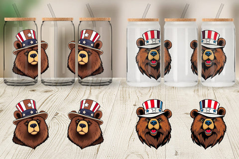 Glass Can Bear Patriotic Sublimation artnoy 