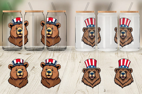 Glass Can Bear Patriotic Sublimation artnoy 
