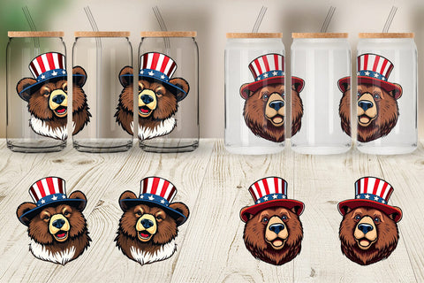 Glass Can Bear Patriotic Sublimation artnoy 