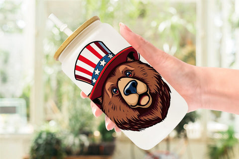 Glass Can Bear Patriotic Sublimation artnoy 