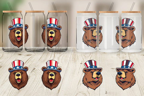 Glass Can Bear Patriotic Sublimation artnoy 