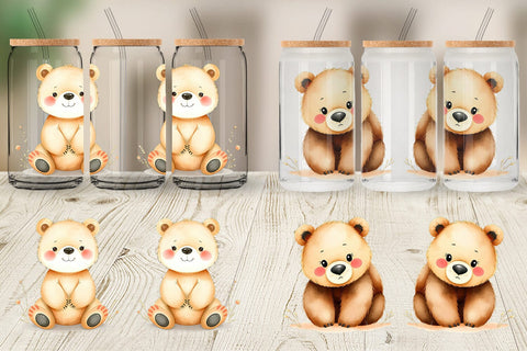 Glass Can Bear Wildlife Sublimation artnoy 