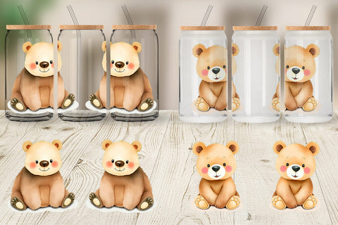 Glass Can Bear Wildlife Sublimation artnoy 