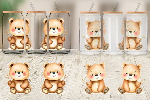 Glass Can Bear Wildlife Sublimation artnoy 