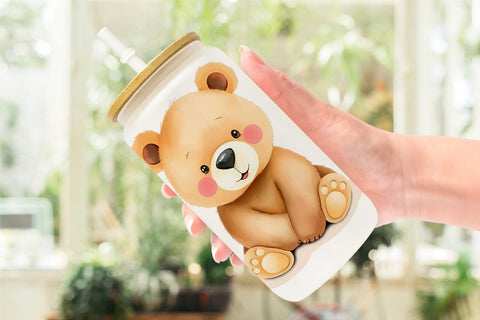 Glass Can Bear Wildlife Sublimation artnoy 