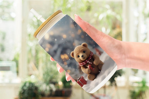 Glass Can Bears Christmas Sublimation artnoy 