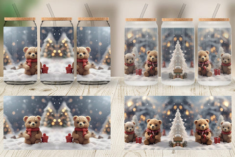 Glass Can Bears Christmas Sublimation artnoy 