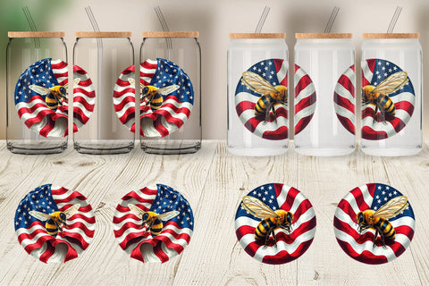 Glass Can Bee 4th of July Sublimation artnoy 