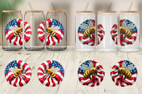 Glass Can Bee 4th of July Sublimation artnoy 