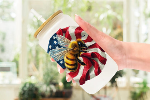 Glass Can Bee 4th of July Sublimation artnoy 