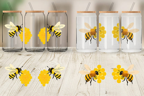Glass Can Bee and Honeycomb Sublimation artnoy 