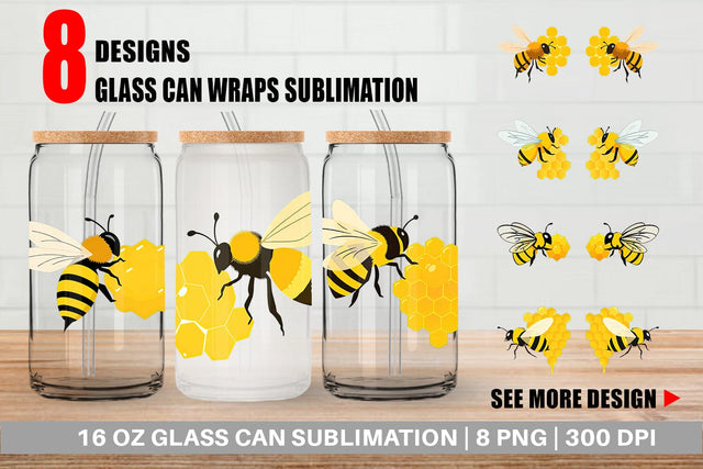 Glass Can Bee and Honeycomb Sublimation artnoy 