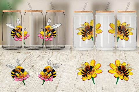 Glass Can Bee on Flower Sublimation artnoy 