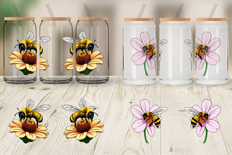 Glass Can Bee on Flower Sublimation artnoy 