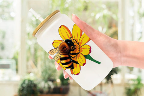 Glass Can Bee on Flower Sublimation artnoy 