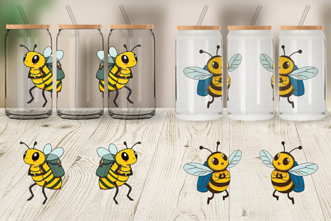 Glass Can Bee with Backpack Sublimation artnoy 