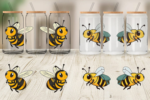 Glass Can Bee with Backpack Sublimation artnoy 