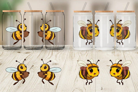 Glass Can Bee with Backpack Sublimation artnoy 