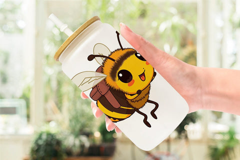 Glass Can Bee with Backpack Sublimation artnoy 