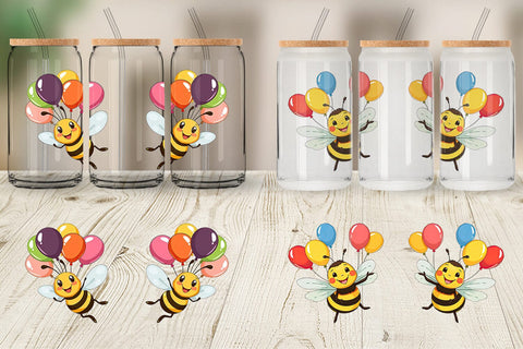 Glass Can Bee with Balloons Sublimation artnoy 