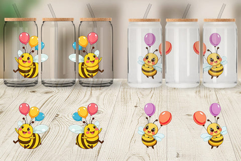 Glass Can Bee with Balloons Sublimation artnoy 