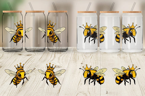 Glass Can Bee with Crown Sublimation artnoy 