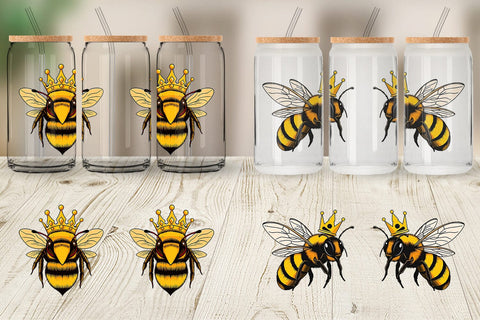 Glass Can Bee with Crown Sublimation artnoy 