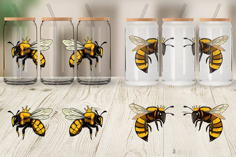 Glass Can Bee with Crown Sublimation artnoy 