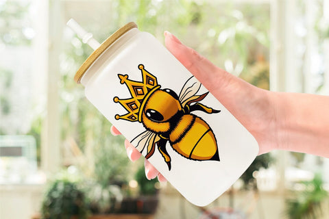 Glass Can Bee with Crown Sublimation artnoy 