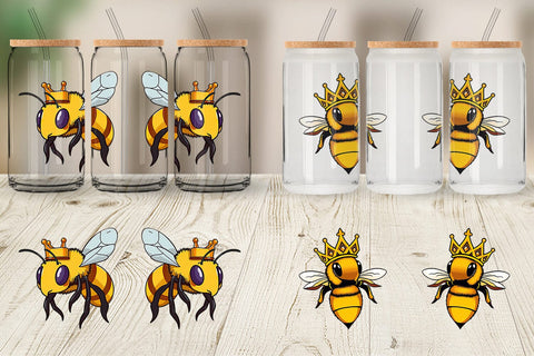 Glass Can Bee with Crown Sublimation artnoy 