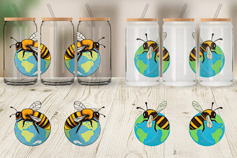 Glass Can Bee with Earth Sublimation artnoy 