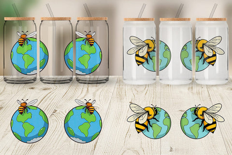 Glass Can Bee with Earth Sublimation artnoy 