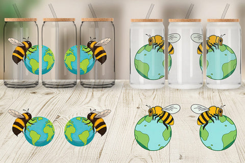 Glass Can Bee with Earth Sublimation artnoy 