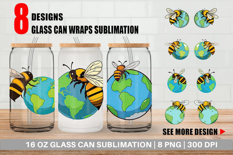 Glass Can Bee with Earth Sublimation artnoy 