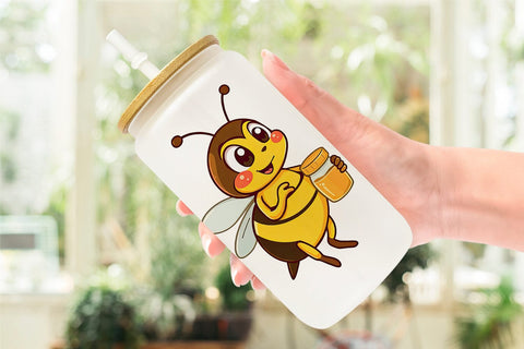 Glass Can Bee with Honey Jar Sublimation artnoy 