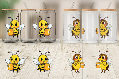 Glass Can Bee with Honey Jar Sublimation artnoy 