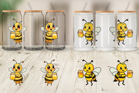 Glass Can Bee with Honey Jar Sublimation artnoy 