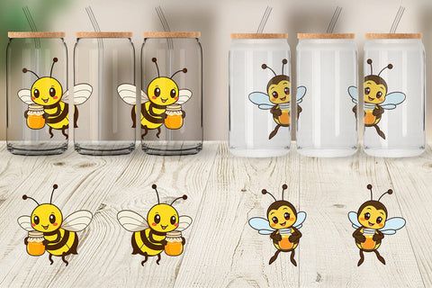 Glass Can Bee with Honey Jar Sublimation artnoy 
