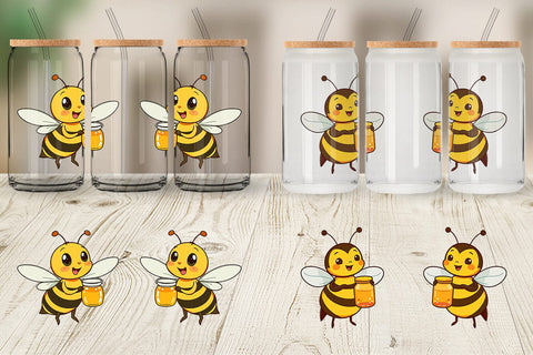 Glass Can Bee with Honey Jar Sublimation artnoy 