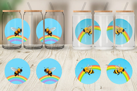 Glass Can Bee with Rainbow Sublimation artnoy 