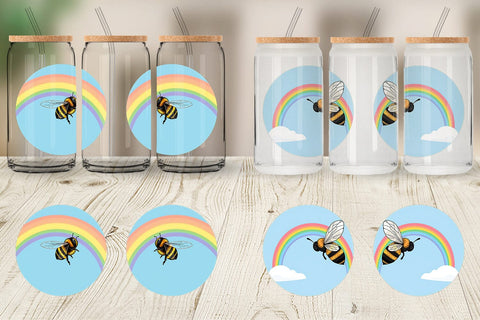 Glass Can Bee with Rainbow Sublimation artnoy 