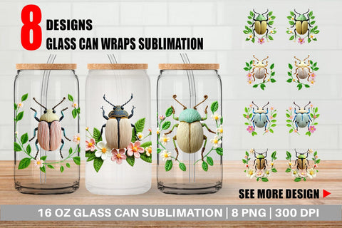 Glass Can Beetle Embroidery Sublimation artnoy 